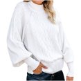 thumbnail image 1 of CEHVOM Femmes Uni Aguichant Uni Col Rond Décontracté Mi-Haut Tricot Torsadé Chandail Chandail Blouse, 1 of 7