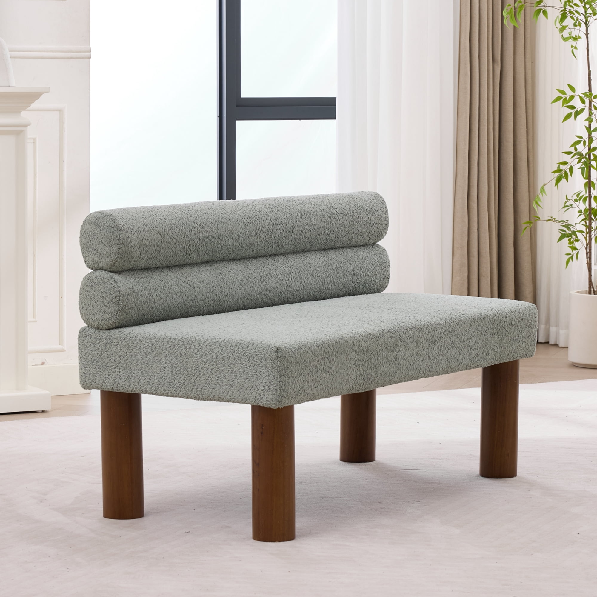 Noble House Oversized Modern Minimalist Bench,Armless Design with Wooden Frame,Green