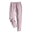 thumbnail image 1 of Loose Plus Size Pants for Women Straight Leg Capris Pants Casual Slacks Cotton Sweatpants Drawstring Elastic Waist Trousers Clearance Solid Color Pants Workout Pink XXXL, 1 of 3