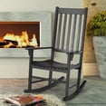 thumbnail image 3 of Gymax Wooden Rocking Chair Porch Rocker High Back Garden Seat For Indoor Outdoor Black, 3 of 10
