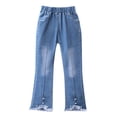 thumbnail image 1 of QIPOPIQ 2-13T Toddler Little Girls Distressed Embroidered Jeans Denim Pants Clearance, 1 of 7