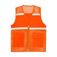 thumbnail image 3 of RUNQHUI Men Women Zipper High Visibility Reflective Safety Vest Construction Work Mesh Fabric Work Clothes Orange 165, 3 of 5