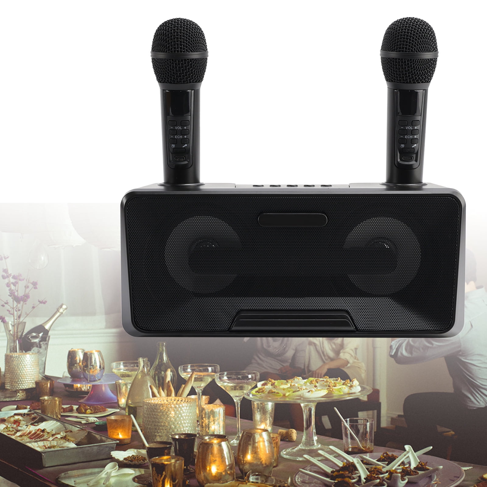 Haut-parleur Bluetooth Sans Fil à Double Microphone Karaoké Tout-en-un Extérieur Portable