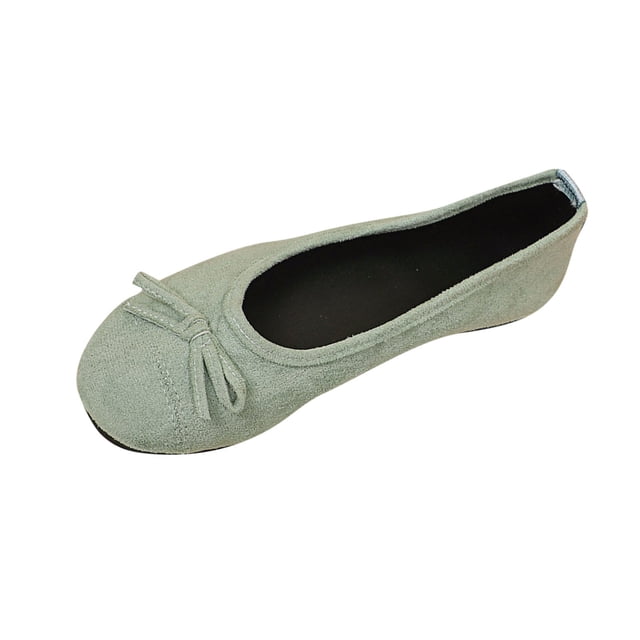 Xfvqtps Womens Casual Wedge Shoes Comfortable Slip on with Cushioned Insole Lightweight Breathable Solid Color Flats for Work Walking Daily Wear Green
