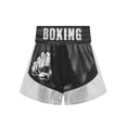thumbnail image 3 of Xnihocha Unisex Kids Satin Boxing Shorts Metallic Color Block Boxer Kickboxing Muay Thai Training Trunks Black&Silver 12, 3 of 5