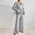 thumbnail image 4 of AherBiu Lounge Sets for Women Ribbed Long Sleeve V Neck Pullover Tops Pants 2 Piece Pajamas Homewear, 4 of 5