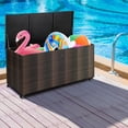 thumbnail image 4 of Gymax 2-in-1 PE Wicker Outdoor Storage Box Furniture Deck Box Garden Tools Mix Brown, 4 of 10