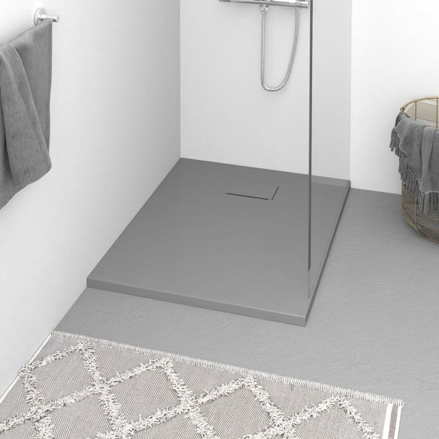 vidaXL Plateau de Base de Douche SMC Gris 90x70 cm