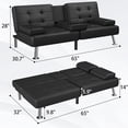 thumbnail image 4 of Homall Futon Sofa Bed Faux Leather Couch Modern Convertible Folding Recliner with 2 Cup Holders,Black, 4 of 7