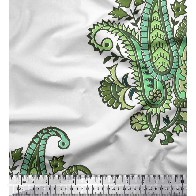 Soimoi Moss Georgette Fabric Floral & Paisley Block Decor Fabric Printed Yard 42 Inch Wide