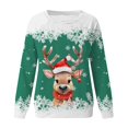thumbnail image 4 of 2025 Femmes Automne et Hiver Couleur Manche Noël Flocon de Neige Imprimé Chandail de Noël Femmes Col Rond Épaule Long Décontracté Chandail Manches Sport Décontracté, 4 of 4