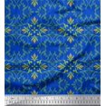 thumbnail image 1 of Soimoi Blue Heavy Satin Fabric Moroccan Damask Print Sewing Fabric Yard 54 Inch Wide, 1 of 3