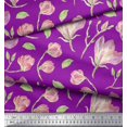 thumbnail image 3 of Soimoi Purple Rayon Fabric Leaves & Magnolia Floral Print Sewing Fabric Yard 42 Inch Wide, 3 of 5