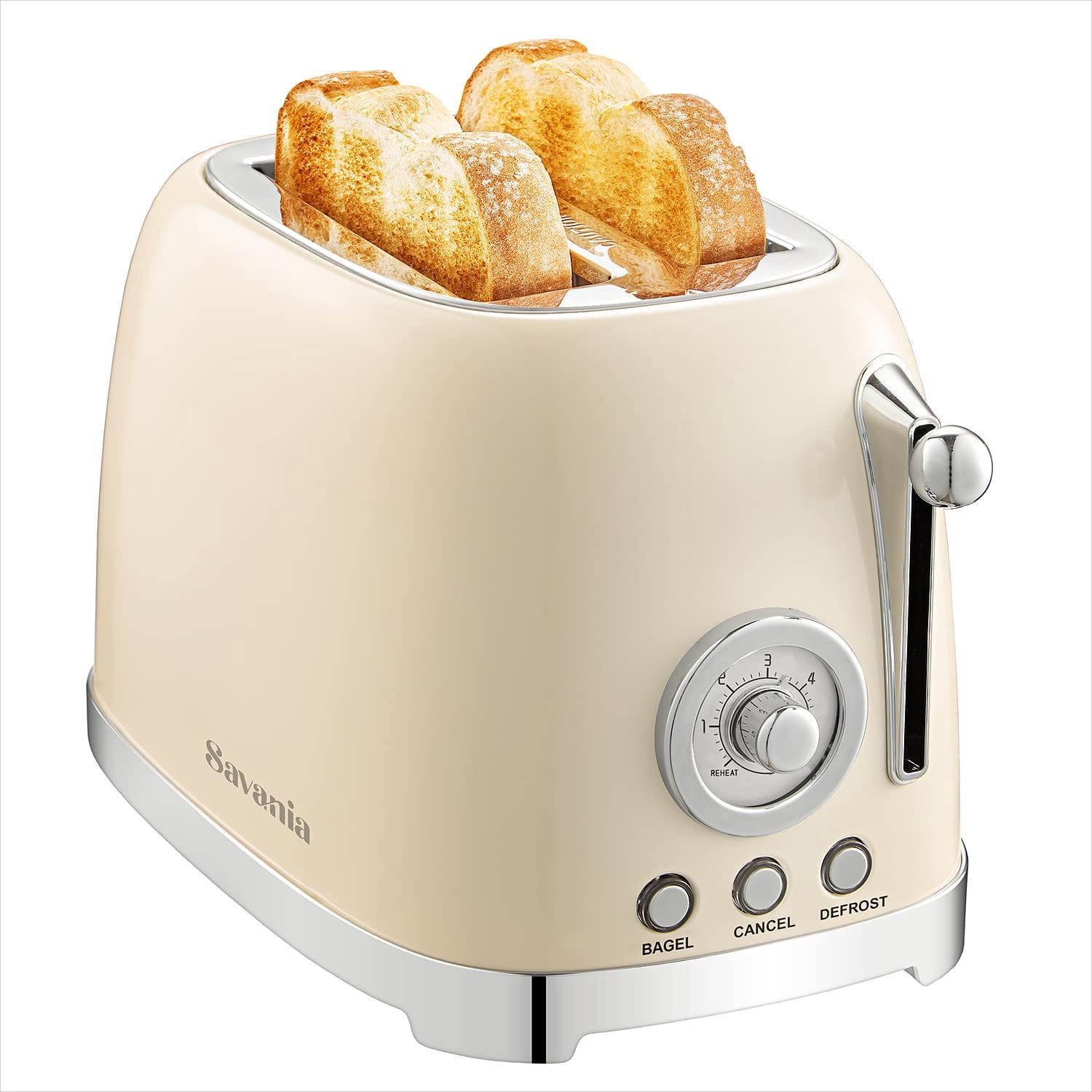 Savania 2-Slice Stainless Steel Wide Slot Vintage Bread Toaster…