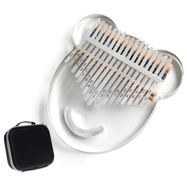 ruzhgo 17 Key Kalimba Acrylic Piano Transparent Keyboard Instrument Tuner Hammer Gig Bag Bear