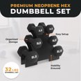thumbnail image 3 of BalanceFrom 32 lb Neoprene Coated Iron Dumbbell Hex Weights Set with Stand, Black, 3 of 14