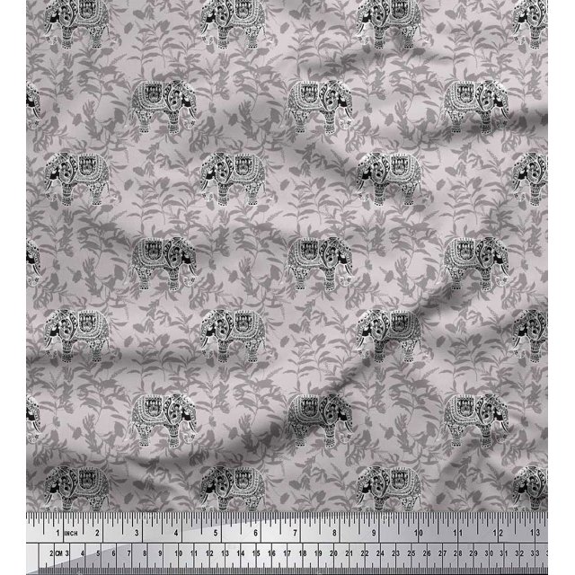 Soimoi Brown Rayon Fabric Palm Tree & Sunset Beach Print Fabric by the Yard 42 Inch Wide