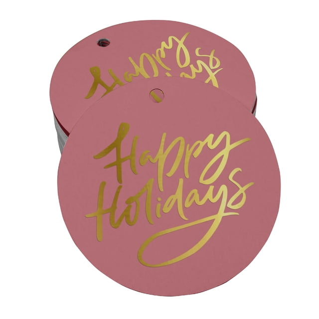 Inkdotpot Pack Of 50 Real Gold Foil Paper Tags Happy Holiday Favor Hang Tags