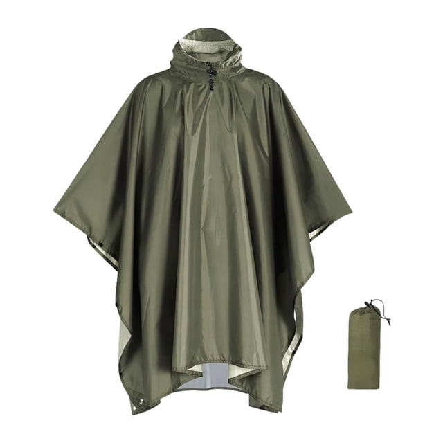 Poncho de Pluie S SERENABLE avec Capuche, Imperméable Réutilisable pour Événement Sportif, Randonnée, Camping, Vert
