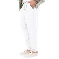 thumbnail image 3 of Innerwin Trousers Drawstring Men Bottoms Holiday High Waist Lightweight Summer Pants White M, 3 of 4