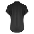 thumbnail image 4 of WEIYLL Womens T-Shirts Summer Loose Fit V Neck Curved Hem Flowy Solid Black Tops Sizes M, 4 of 5