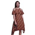 thumbnail image 1 of Bimba Red Bird Printed Womens Ruffle Front Cold Shoulder Swing Shift Dress - XXX-Large, 1 of 1