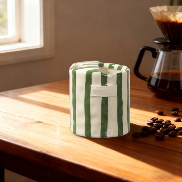 Hand Painted Striped Ceramic Coffee Mug 10oz Retro Art Porcelain Cup For Coffee Tea Heat Non Durable Cup For Home Kitchen Dining Valentine’s Day & Holiday