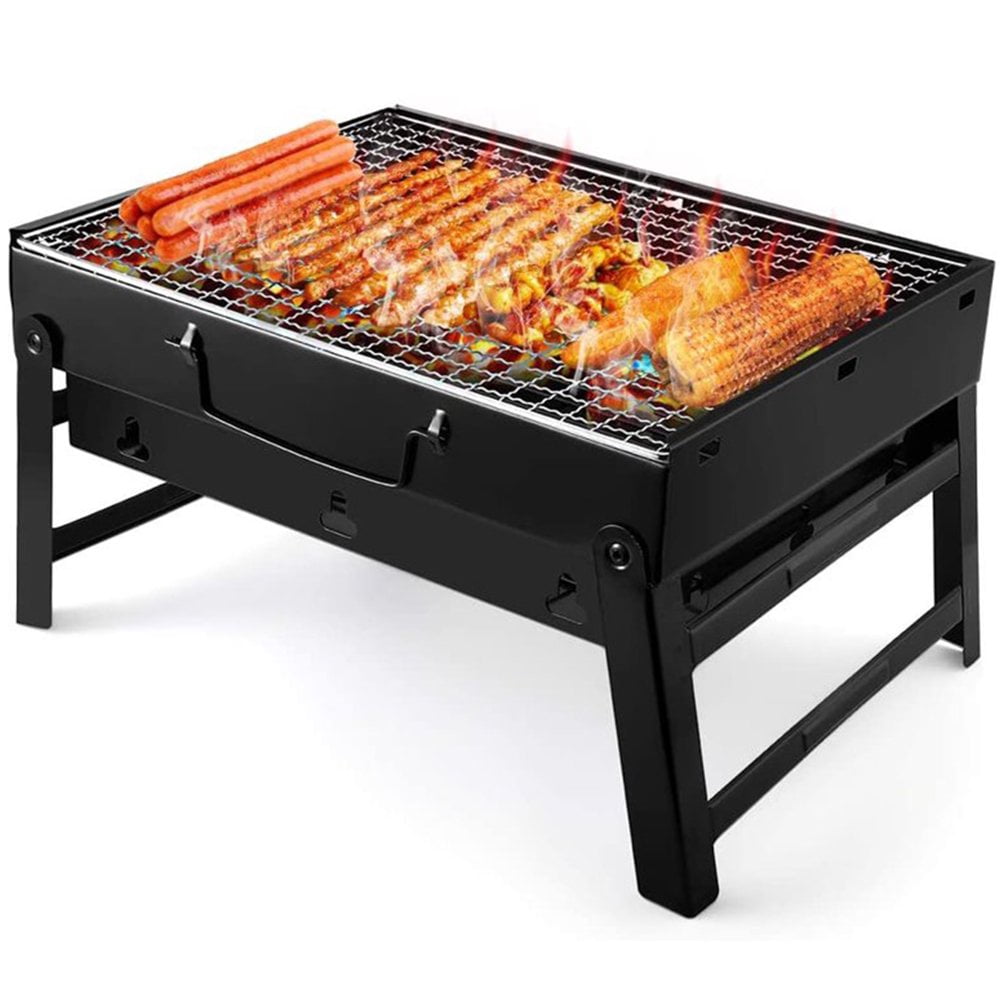 Portable Barbecue Charcoal Grill Foldable BBQ Grill Stainless Steel Wood Burning BBQ Stoves Outdoor Camping Barbecue Cooking Grills Stoves Smokers Tool for Picnic Beach Backyard