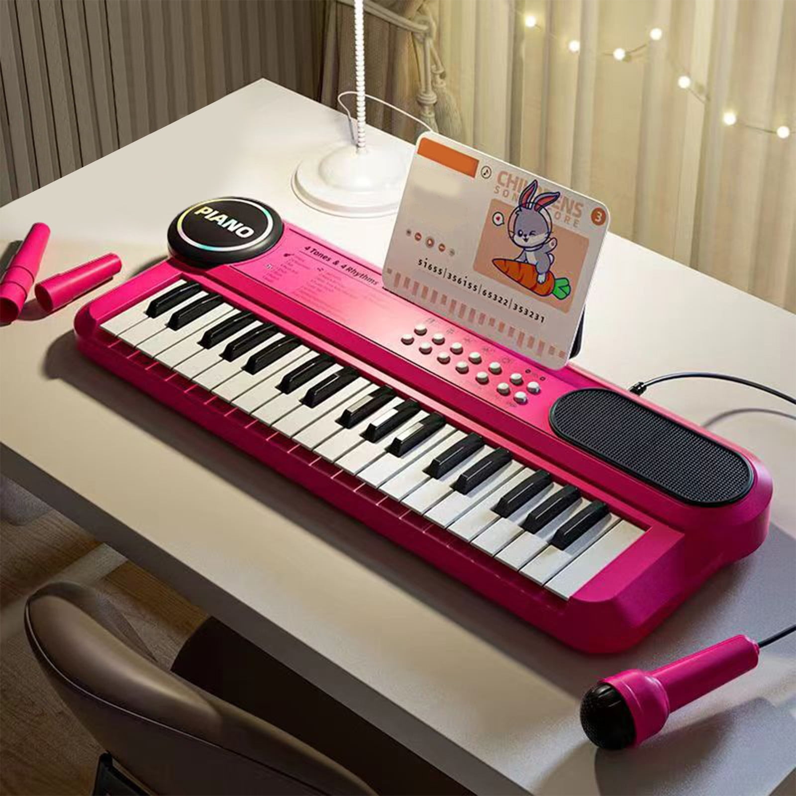 Piano Numérique 31 Touches pour Enfants avec Tabouret & Microphone, Piano Electronique (Blanc) | Leroy Merlin