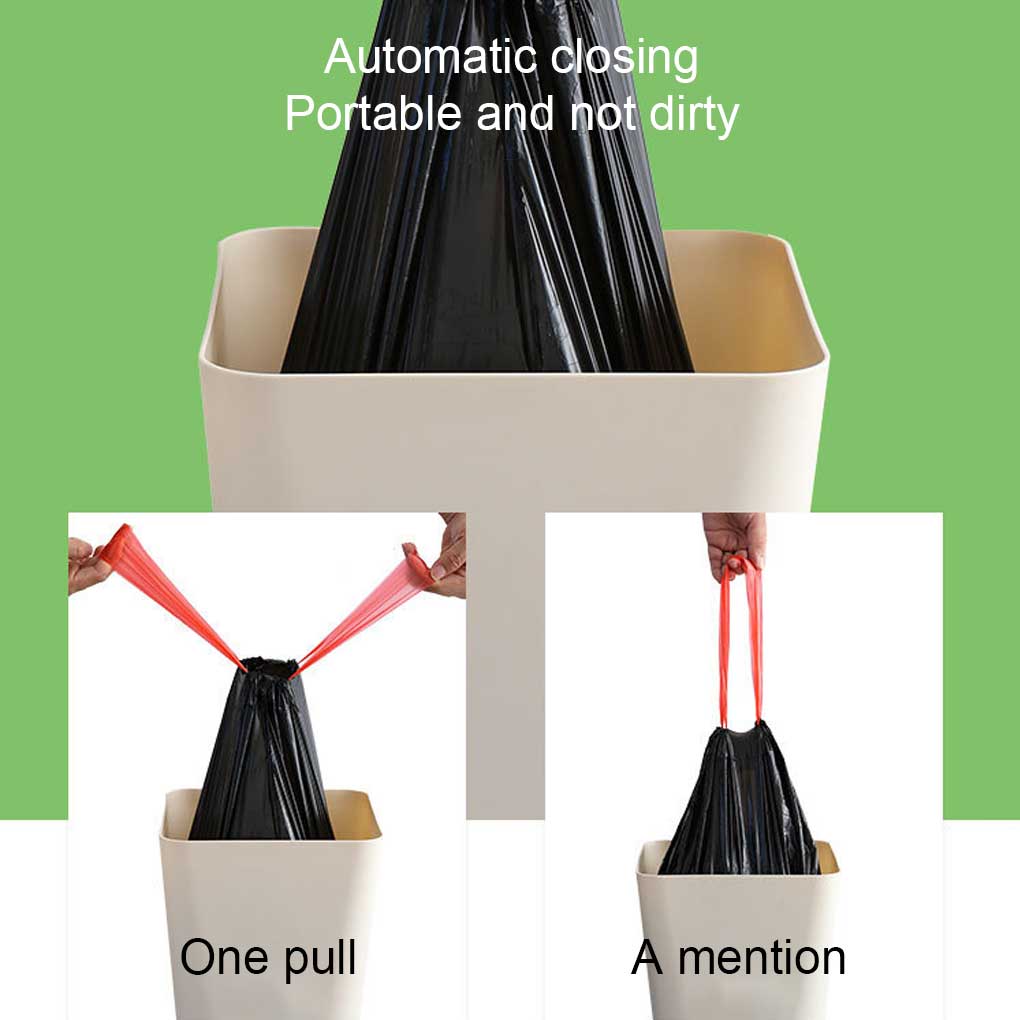 Becaristey 15Pcs Thickened Rope Garbage Bags Drawstring PE Trash Pouch Bag Tools