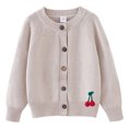 thumbnail image 2 of Zwiiyzr Girls Sweaters Kids Open Front Button Down Long Sleeve Knit Cardigans Sweater Cardigan Jacket 2-8Y Khaki, 2 of 3