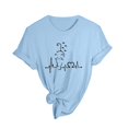 thumbnail image 5 of TSADFHJI Hauts Mignons pour Femmes Été Femmes Printemps Été Chats Imprimés Manches Courtes Col Rond T-Shirt Haut m Bleu, 5 of 5