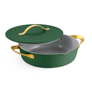 Tramontina Fiora Poêle Polyvalente Antiadhésive en Aluminium Céramique de 4,25 Pintes avec Couvercle, Compatible Induction, Revêtement ILAG Swiss, Va au Four et au Lave-Vaisselle - Vert