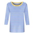 thumbnail image 4 of Jovati Blouse Décontractée à Manches Courtes et Col Rond pour Femmes, Imprimé à Rayures, Mélange Polyester-Spandex, Tenue Quatre Saisons, Coupe Fidèle à la Taille, Lavable à la Machine, 4 of 6
