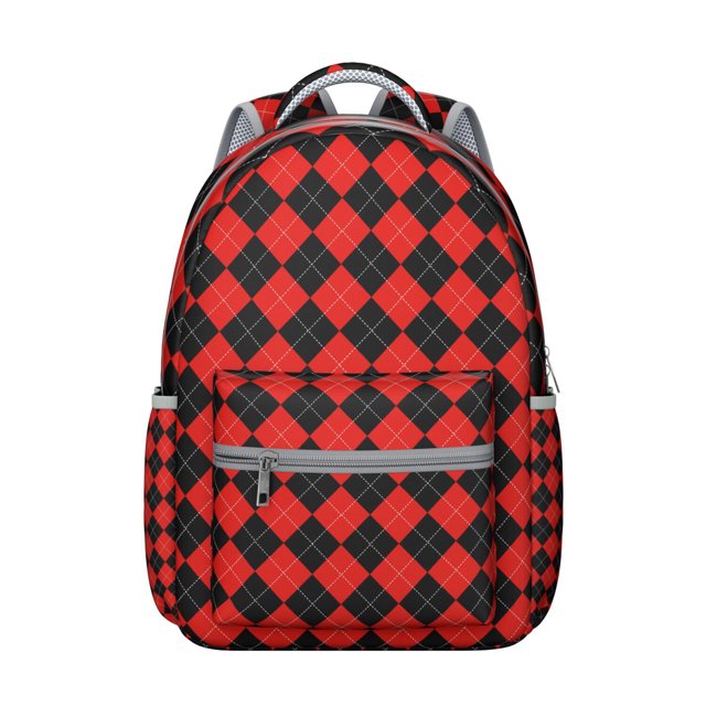 Striped and Checkered Fusion Backpack Moroccan Geometric Plaid Print Fashion School Bag for Students