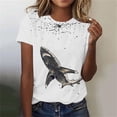 thumbnail image 2 of Tnhcen T-Shirt de Base à Manches Courtes d'Été à Col Rond pour Femme avec Imprimé d'Animaux Marins / Extensible, Respirant, Grande Taille (P-3TG) / Décontracté, Plage, Usage Quotidien, 2 of 4