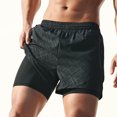 thumbnail image 3 of Men's 2 in 1 Running Shorts with Pockets Compression Liner Gym Training Fitness Workout Short Pants, 3 of 8