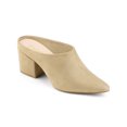 thumbnail image 1 of BLISSFUL STEP Sandales à Talons Hauts Blocs pour Femmes, Mules à Enfiler à Bout Pointu, Beige 8,5, 1 of 8