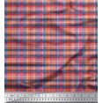 thumbnail image 1 of Soimoi Blue Silk Fabric Gingham Check Decor Fabric Printed Yard 42 Inch Wide, 1 of 5
