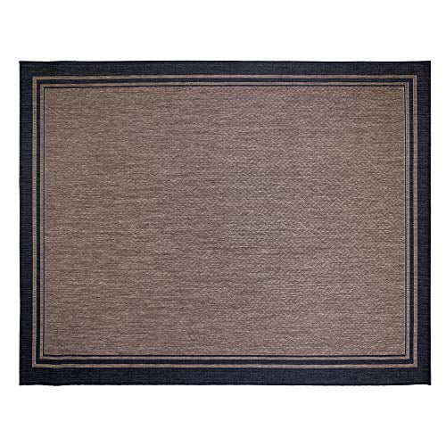 Gertmenian 21515 Coastal Tropical Carpet Outdoor Patio Rug, Border Black Dark