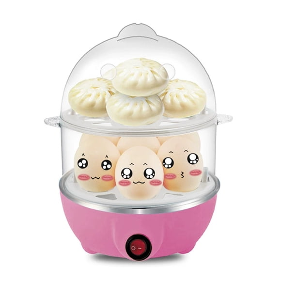 Katigan Dual Layer Electric Egg Cooker and Steamer with US Plug for Eggs and Veggies, 14 Egg Capacity