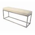 thumbnail image 1 of White Velvet Upholstered bench with stainless stain base., 1 of 2