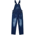 thumbnail image 1 of KIDSCOOL SPACE Girls Washed Distressed Denim Ripped Cotton Jean Overalls,6-7 Years, 1 of 7