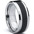 thumbnail image 1 of 8MM Men's Tungsten Carbide Ring Wedding Band W/ Carbon Fiber Inaly size 7, 1 of 5