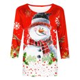 thumbnail image 4 of Jienlioq Hauts Grande Taille pour Femmes Mode T-Shirt Décontracté de Noël pour Femmes à Imprimé Col Rond Manches 3/4 Haut Blouse Rabais, 4 of 5