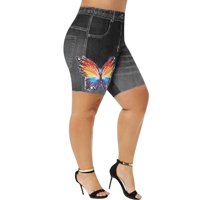 JDinms Shorts en Faux Jean à Imprimé Floral en Denim pour Femmes