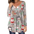 thumbnail image 1 of Hauts Mignons pour Femmes, Col Rond Décontracté, Manches Longues, Imprimé Noël, Tendance 2023 en Liquidation, 1 of 5