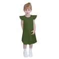 thumbnail image 2 of Pisexur Girls Dresses , Robes pour Filles Bébé Robes pour Tout-Petites Robe d'Été à Manches à Volants Tenue de Plage pour Enfants 4-14T Vert Armée, 2 of 8