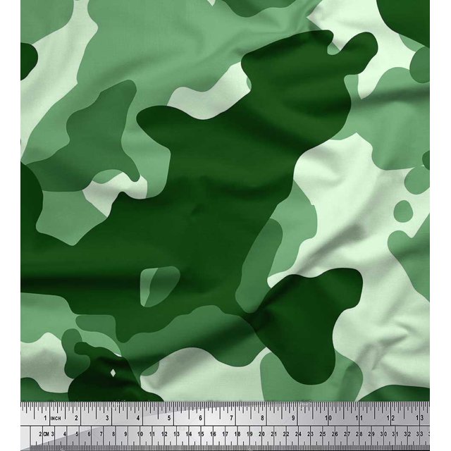 Soimoi Poly Georgette Fabric Two Tone With White Camouflage Print Fabric by Yard 42 Inch Wide