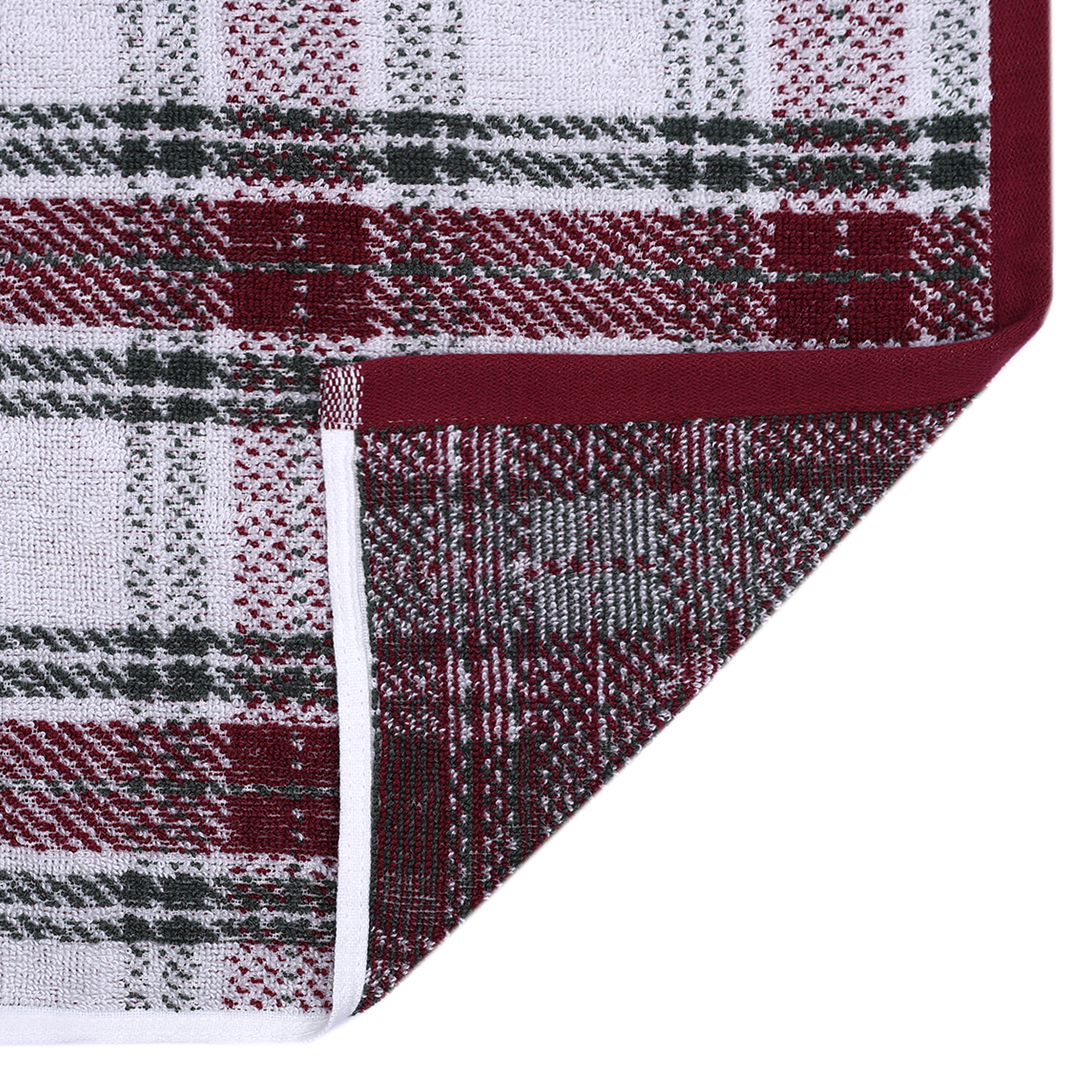 Holiday Time 100% Cotton Jacquard Hand Towels, Plaid Pattern, 2-Piece Set, 16 x 26 in